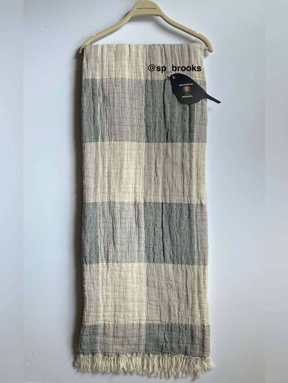 🎁Piscatextil Throw Blanket - Cotton - Gray Check
